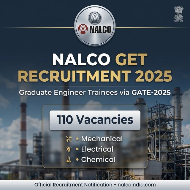 NALCO GET Recruitment 2025: Apply for 110 Engineer Trainee Posts | Full Details Here