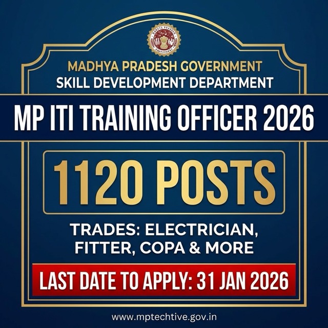 MPESB MP ITI Training Officer Recruitment 2026: Apply Online for 1120 Posts | Exam Date & Category Wise Vacancy
