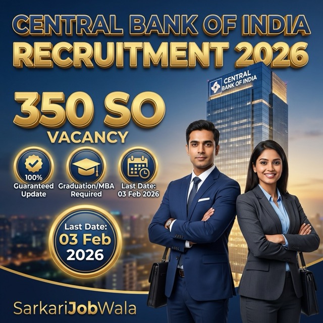 Central Bank of India Recruitment 2026: Apply Online for 350 Specialist Officers (SO)