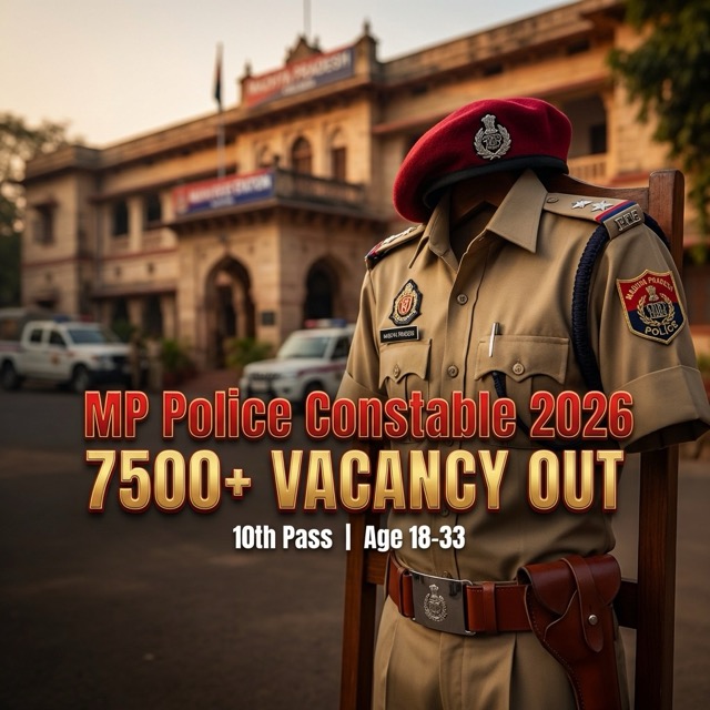MP Police Constable Recruitment 2026: 7500+ Vacancy Notification | 10th Pass Apply Online