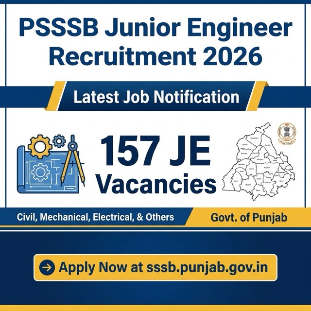 PSSSB Junior Engineer Recruitment 2026: Apply Online | 157 Posts