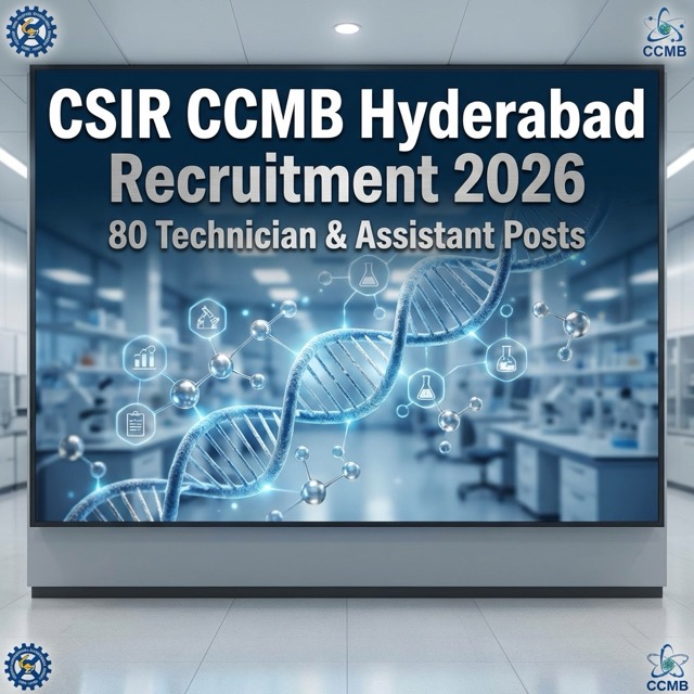 CSIR-CCMB Hyderabad Recruitment 2026: 80 Technician, Technical Assistant & Officer Jobs | Apply Online