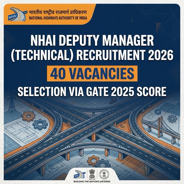 NHAI Deputy Manager (Technical) Recruitment 2026: 40 Posts | Apply Online via GATE 2025