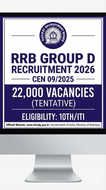 RRB Group D Recruitment 2026: 22,000 Posts | Apply Online | Notification Out