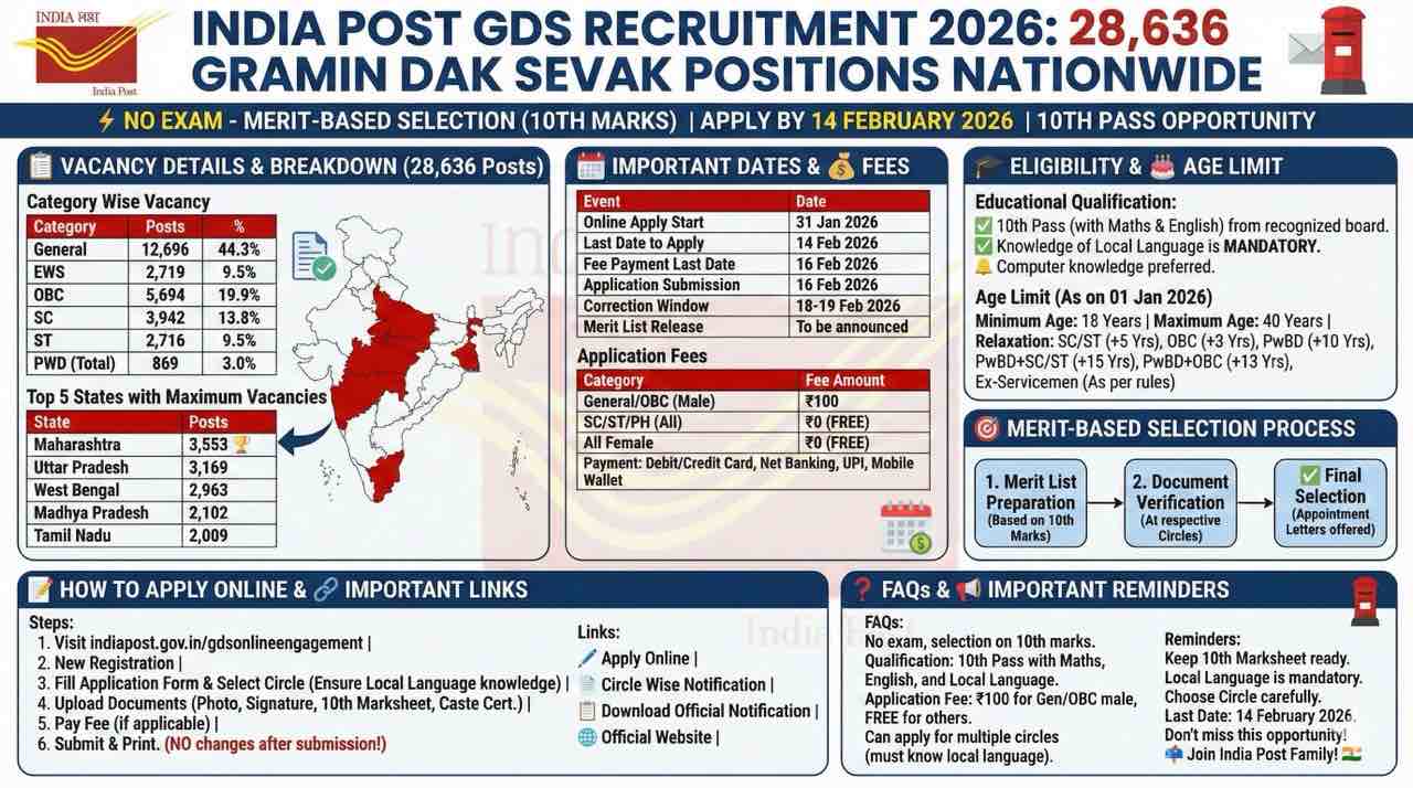 India Post GDS recruitment 1st Merit List 2026 OUT (Direct Link) - Download Scorecard @ indiapostgdsonline.gov.in