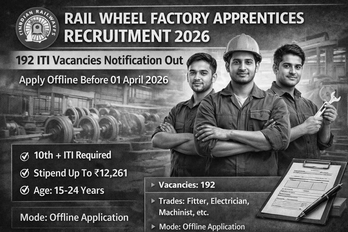 Rail Wheel Factory Apprentice Recruitment 2026: Apply Offline for 192 ITI Posts